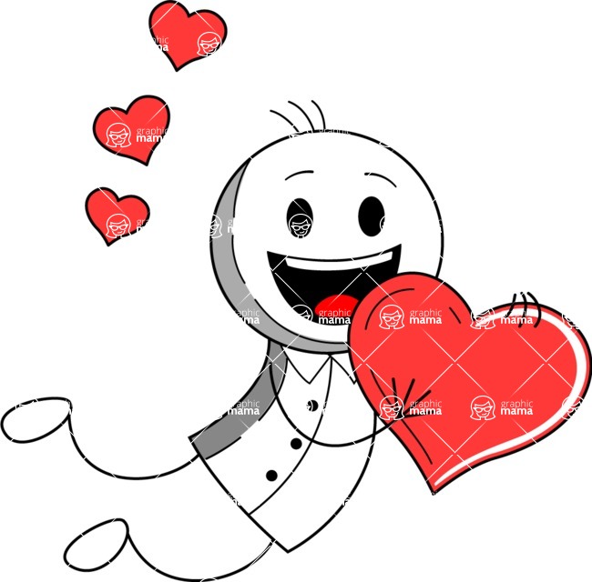 Stickman Vector Graphics - Outline Inloved Man Cartoon Graphic